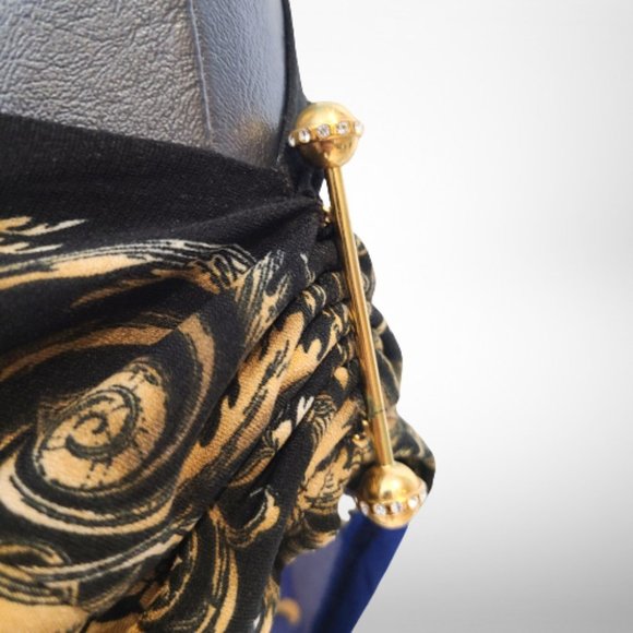 Stunning Just Cavalli Blue Baroque Print  Stretch Mini Dress - Size Small - Picture 9 of 16